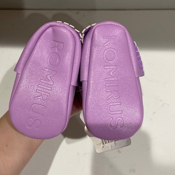 Romirus baby shoes Baby Moccasins - fringe ๐ First Walkers NWT purple size 2 - Picture 2 of 6